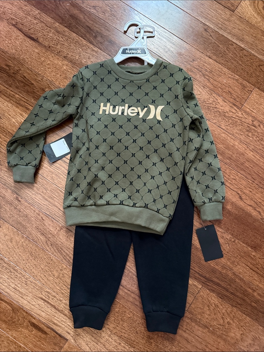 Hurley Olive Green and Black Kids Matching Set